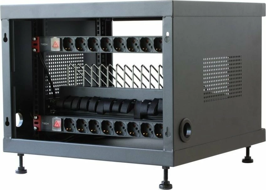 Kabinet karikimi Techly I-CABINET-14DTYDE (PN 367652), 14 slote, 16 prizë AC, i zi