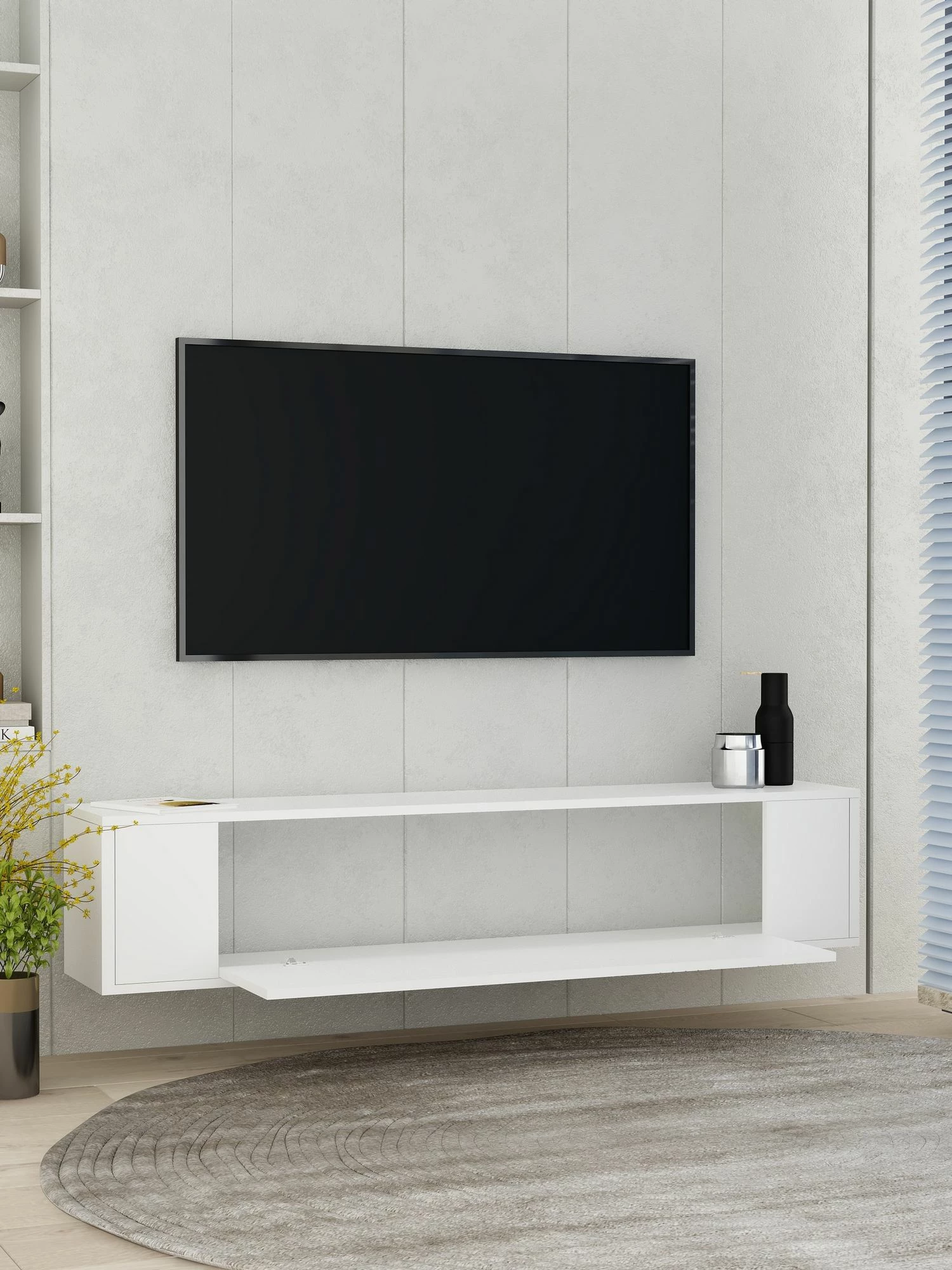 Komodë TV, ngjyrë e bardhë, Skye Decor, Restol 2