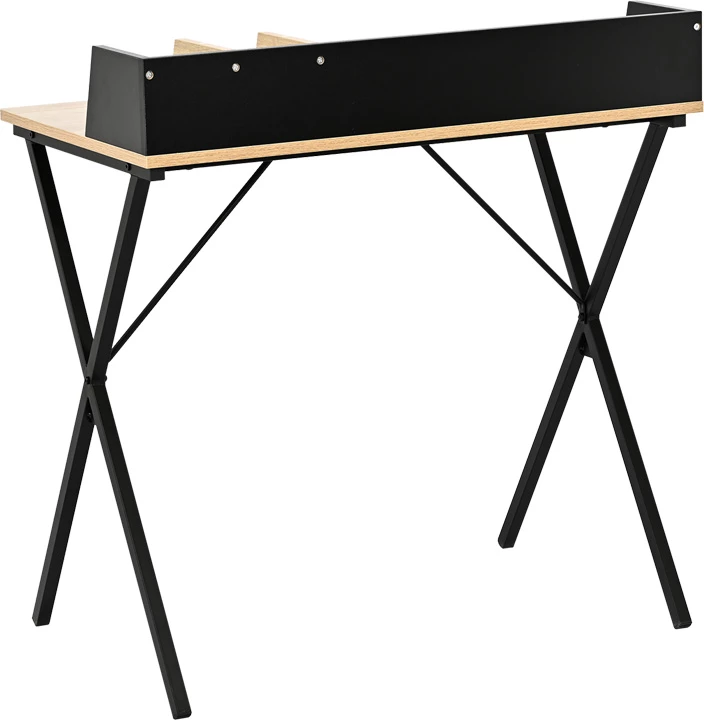 Tavolinë zyre Zervan, ngjyrë lisi me këmbë metalike të zeza, 80x50x84cm