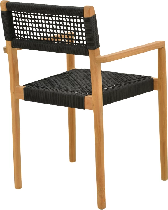 Karrige me krahë Lengan, dru tik natyral, litar i zi, 54x52x80cm