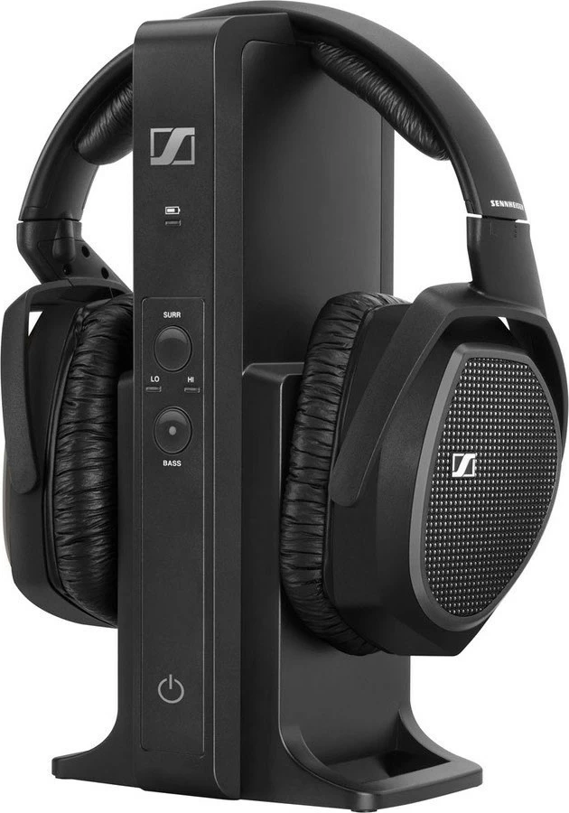 Kufje Sennheiser RS 175 wireless, head-band, me bazë transmetuese, të zeza