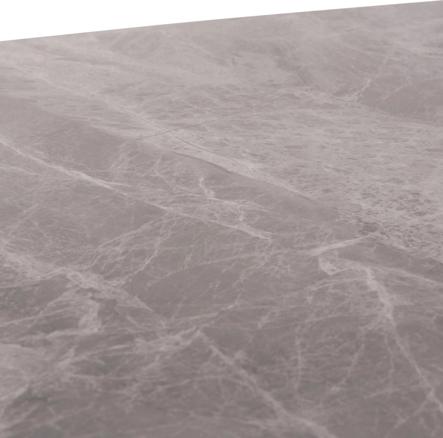 Tavolinë ngrënieje RAVEN, sipërfaqe qeramike ngjyrë mermeri gri, këmbë metalike të zeza, 120x70x73cm