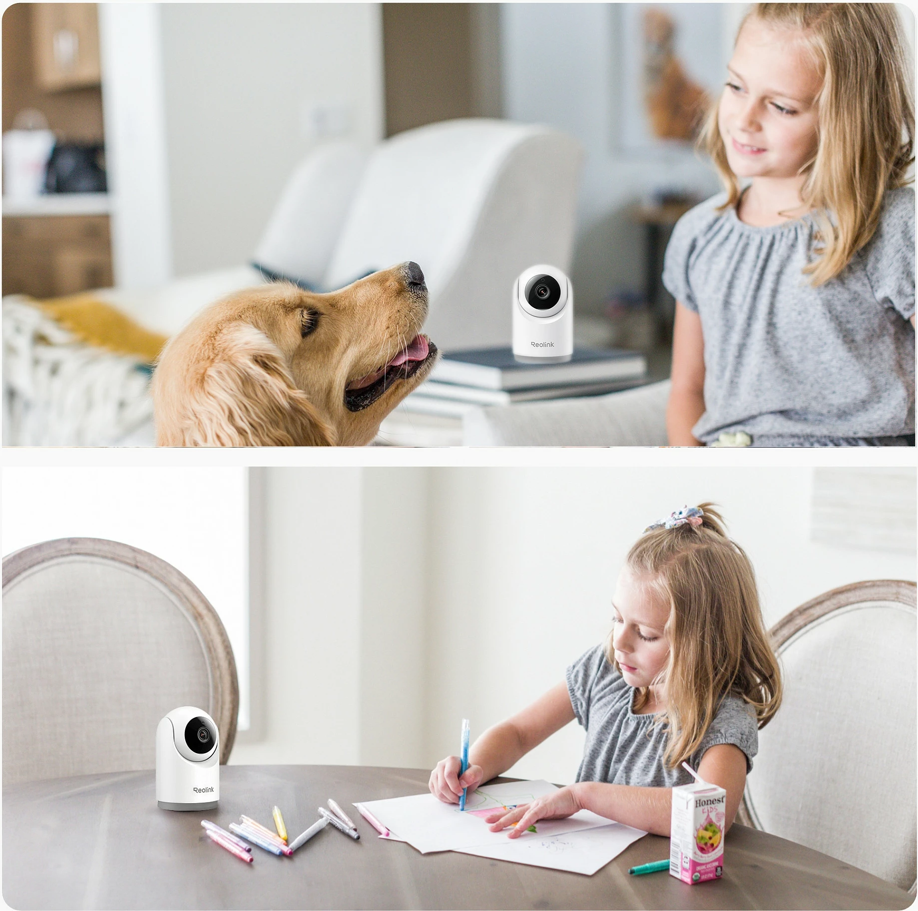 Kamerë sigurie IP Reolink E Series E321, Wi-Fi, Pan/Tilt, Auto-Tracking, Audio 2-drejtimëshe, MicroSD, e bardhë