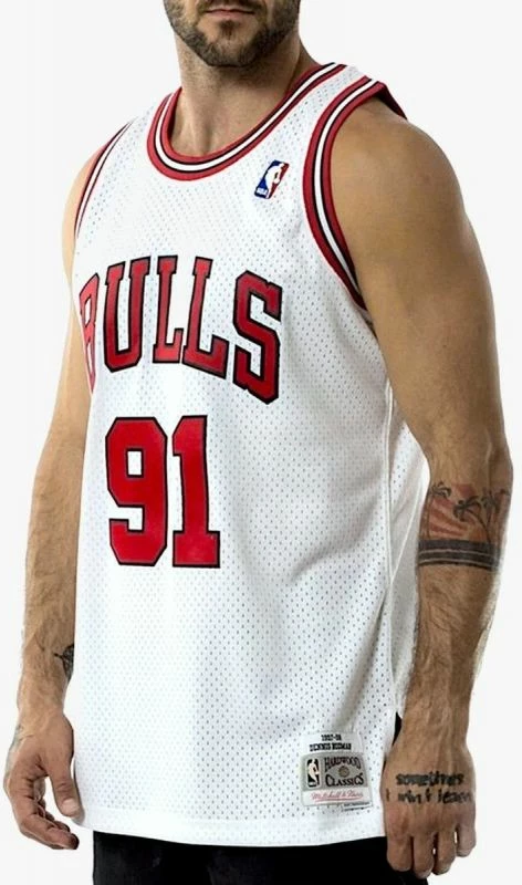Fanellë për meshkuj Mitchell & Ness Chicago Bulls, e bardhë