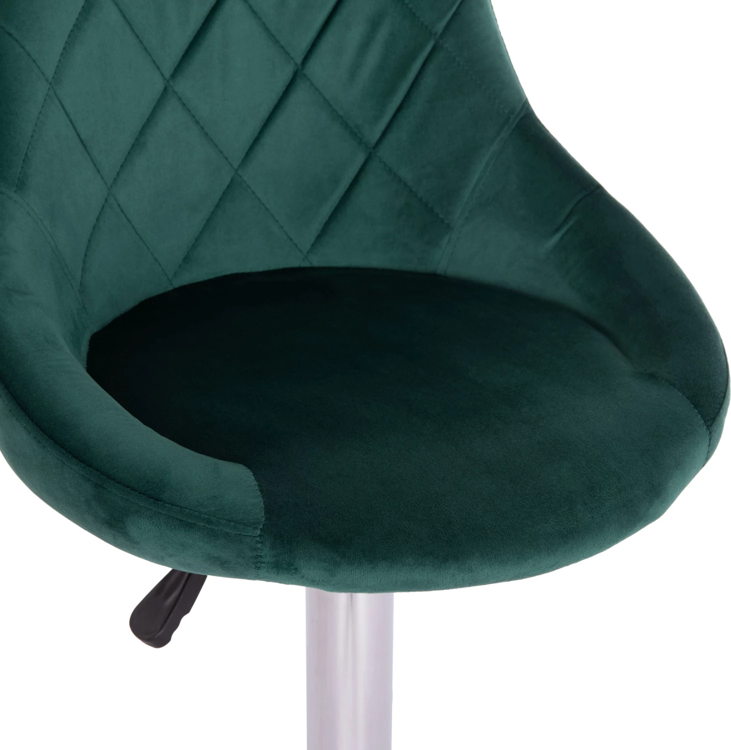 Karrige për bar ROSE, bazë dhe sustë kromi, kadife jeshile cypress, 48x45x105cm, set prej 2 copë