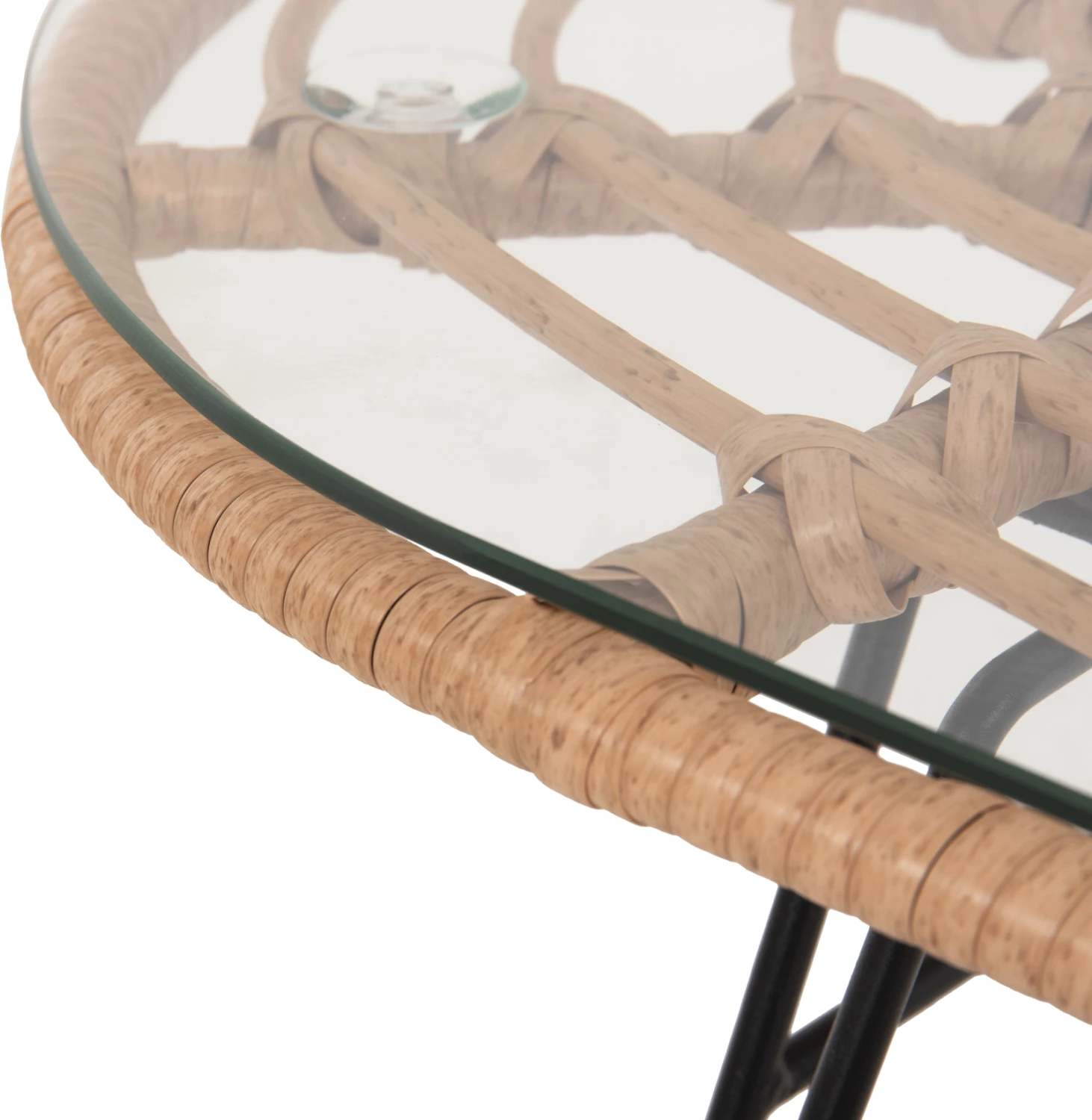 Tavolinë ovale për jashtë ALLEGRA FH5695.11, ngjyrë beix, metal i zi, 100x45x51,5H cm