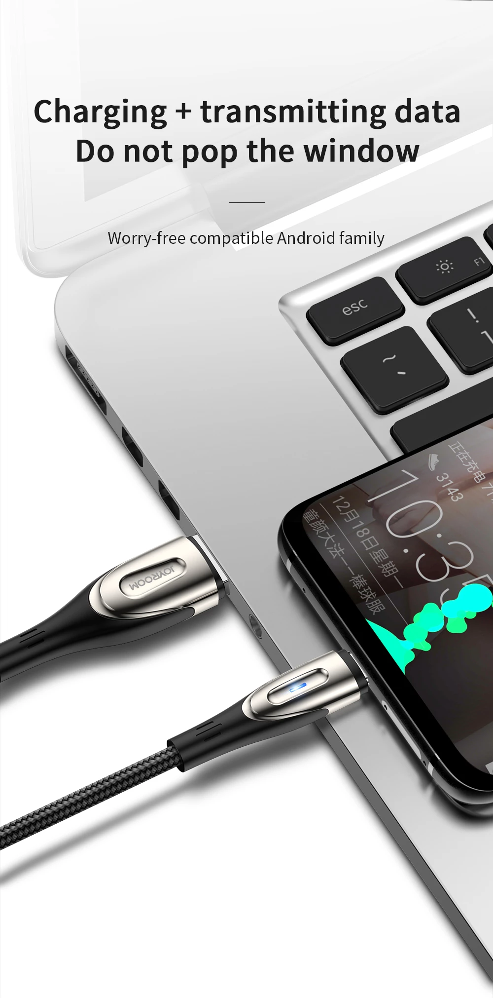 Kabllo Joyroom Sharp Series S-M411, USB-A në micro USB, 1.2m, 3A, e zezë