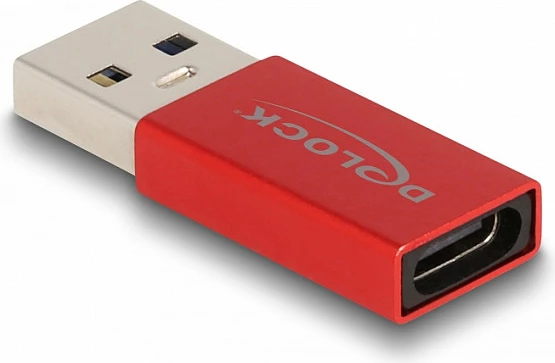 Adapter USB DeLOCK VL162, USB-A mashkull në USB-C femër, 10 Gbps, i kuq