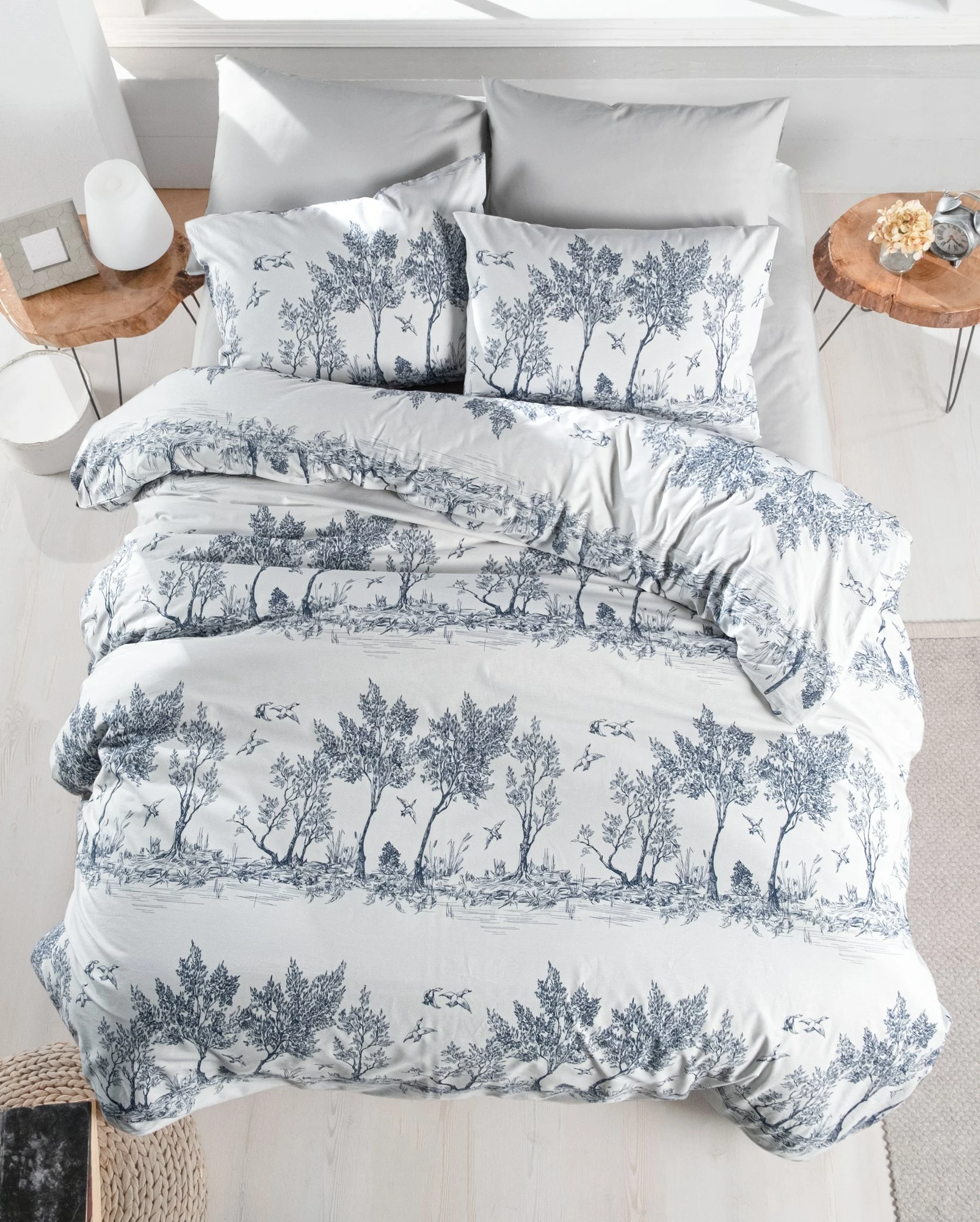 Set mbulesë për jorgan Single XL, ngjyrë bardhë dhe kaltër e errët, L'essentiel, Fantasy