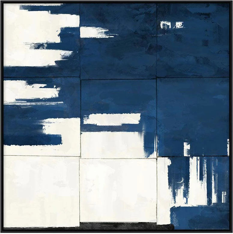 Pikturë dekorative GEOMETRY OF TIME me kornizë, kanavacë, blu-bardhë, 80x80x4cm