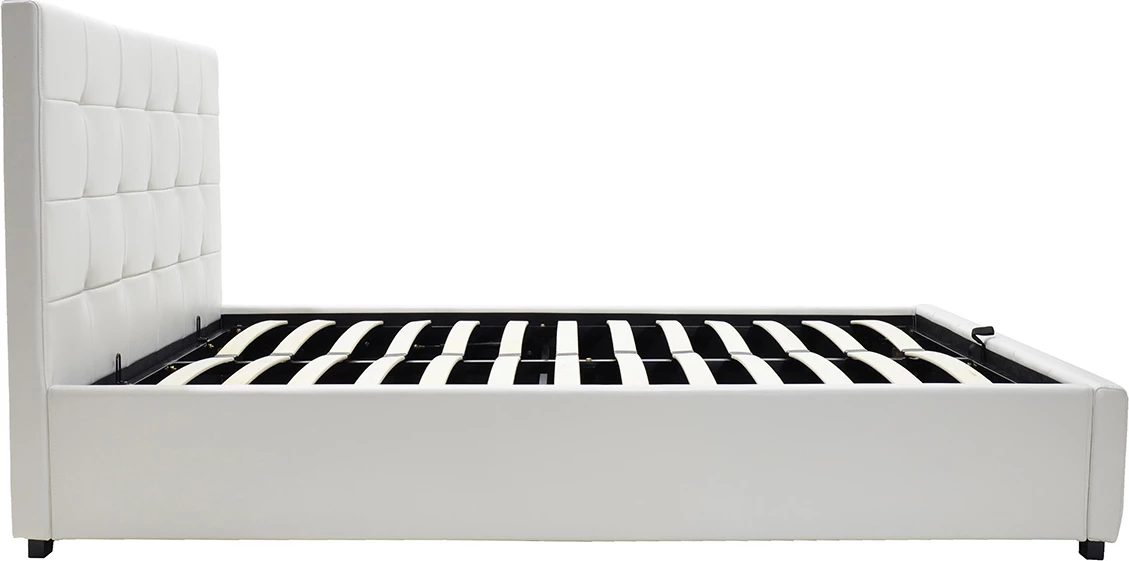 Shtrat dopio Roi PU me hapësirë ruajtjeje, ngjyrë e bardhë mat, 160x200