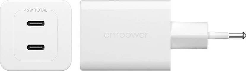 Karikues PanzerGlass empower Turbo 45W, 2x USB-C, EU Plug, i bardhë