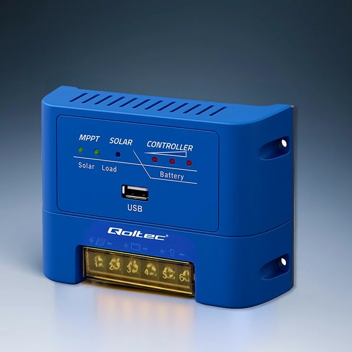 Kontrollues diellor Qoltec MPPT 53666, 15A, 12V/24V, USB, Blu