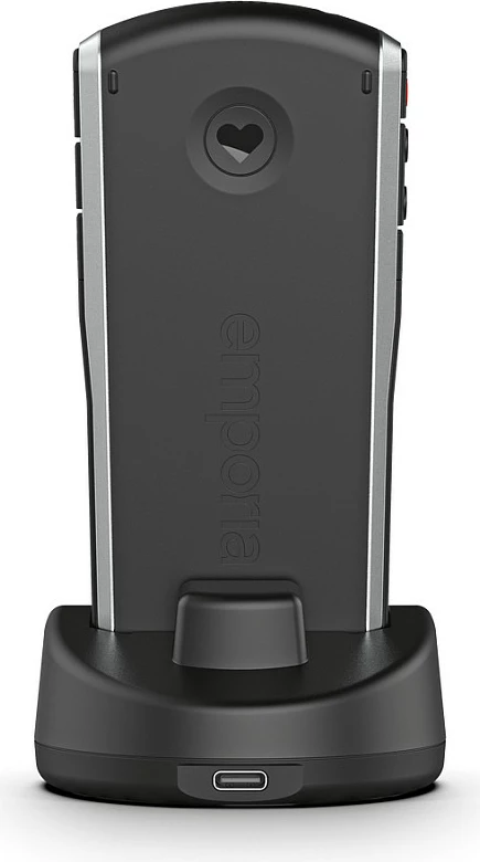 Celular Emporia SIMPLICITY, 2", 2G, butona të mëdhenj, IP54, 1200 mAh, i zi/argjend