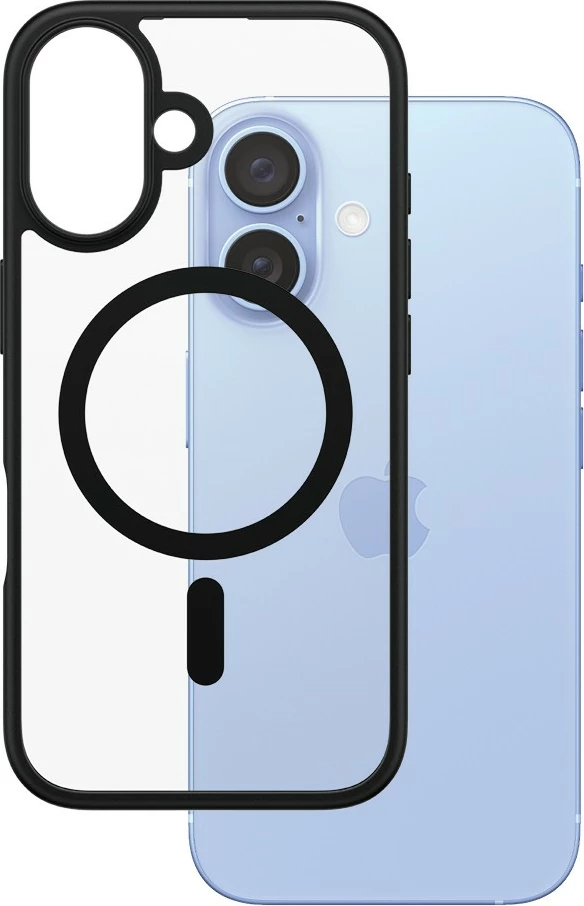 Mbështjellës PanzerGlass HardCase MagSAFE për iPhone 16, transparent/zi