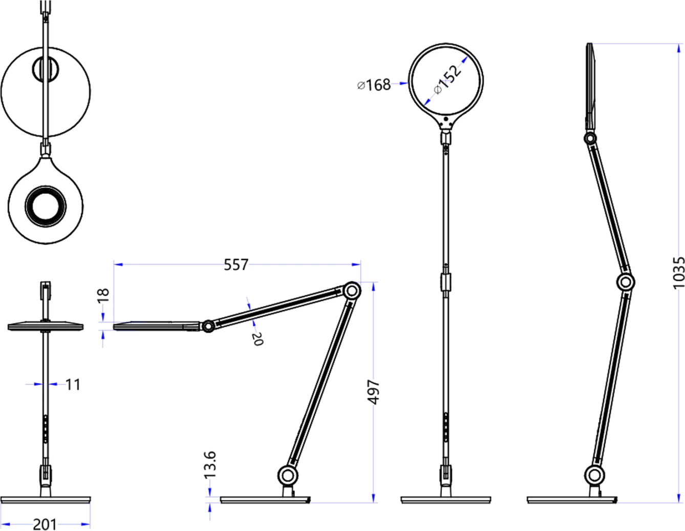Llambë tavoline LED profesionale BLAIN PRO FH4452.09 ngjyrë ari 55,7x49,7H cm