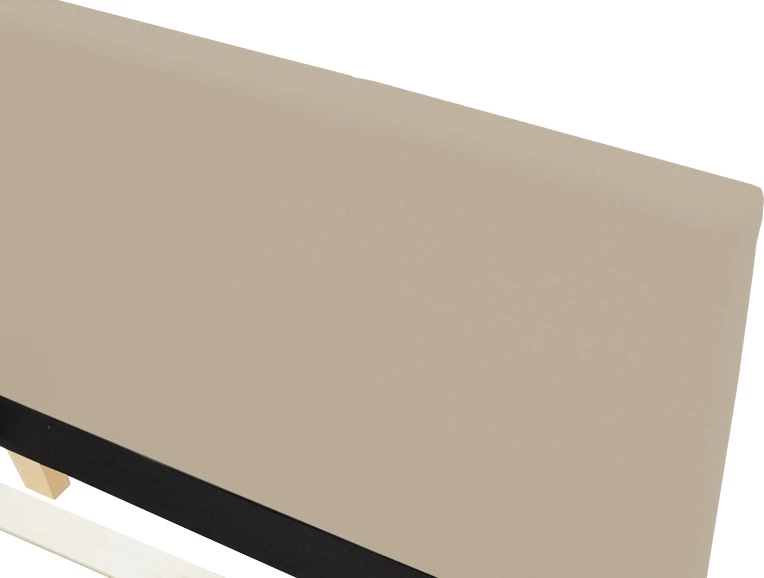 Krevat Nevil, stof ecru, këmbë druri natyrale, 90x190cm