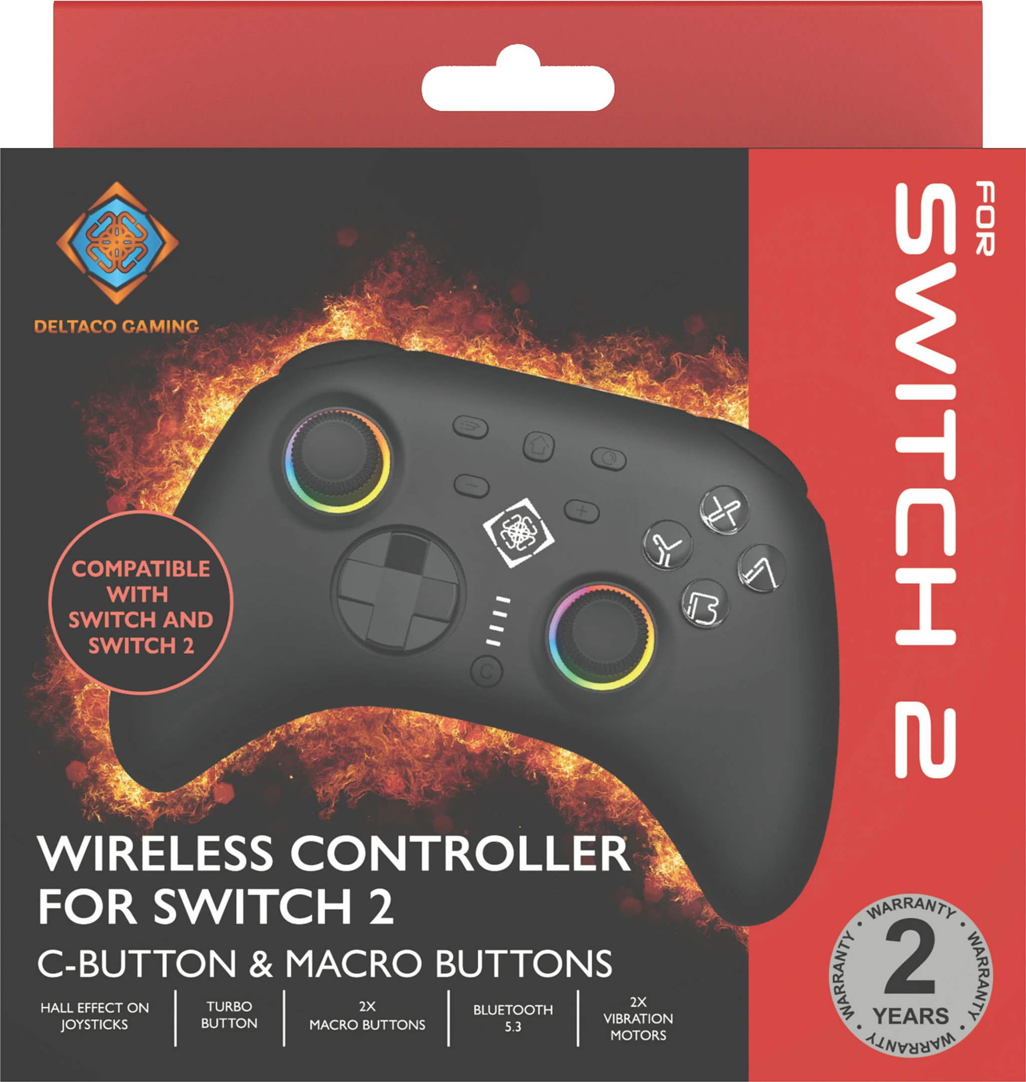Gamepad Deltaco Gaming Controller 2, Bluetooth/USB, RGB, USB-C, me dalje 3.5mm, i zi