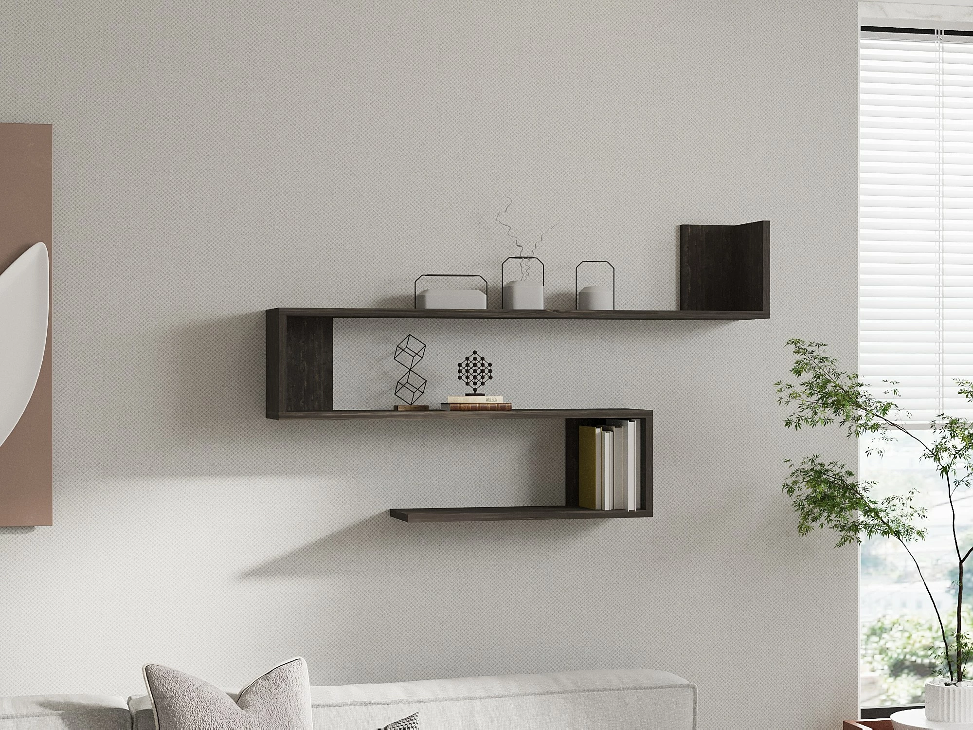Raft muri, ngjyrë antracit, Hanah Home, Penne