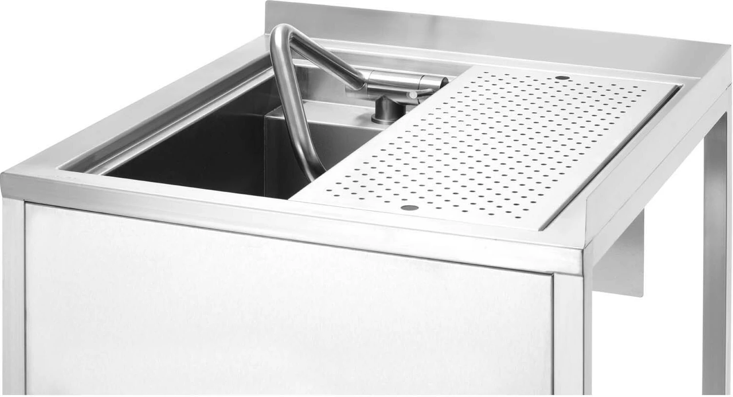 stacion qoshe bar, Barmatic Oxygen 817483, AISI 304 çelik inox, 650x650x(H)900 mm, me lavaman të fshehur dhe shplarës kanash, argjendti