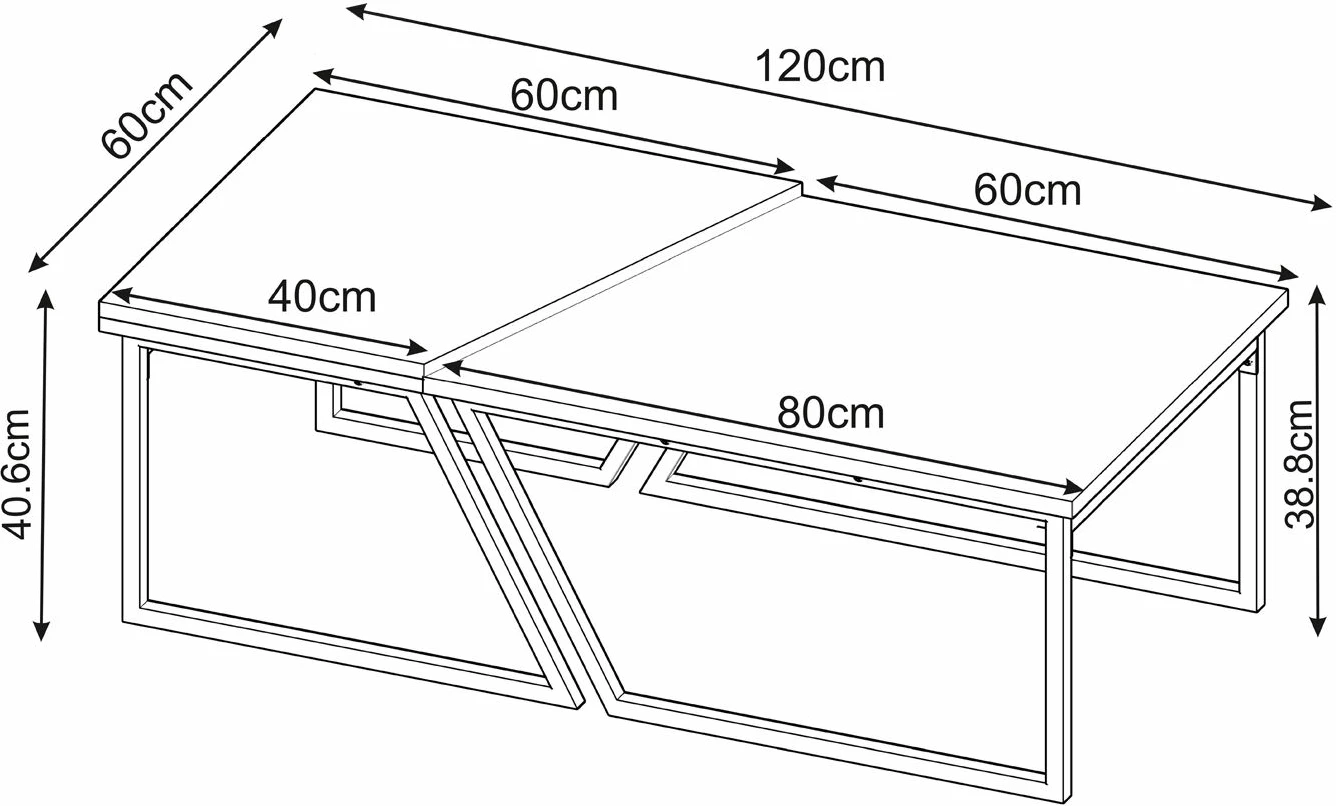 Set tavolinash kafeje Skye Decor, Verona P0024623, ngjyrë travertine