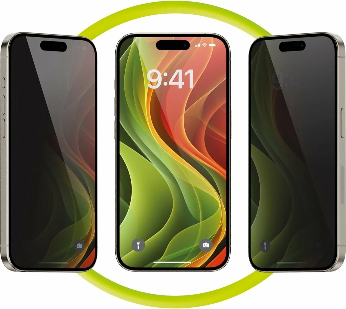 Xham mbrojtës privatësie Mobile Origin Screen Guard Privacy për iPhone 17 Pro, me aplikator të lehtë, 2 copë, i zi