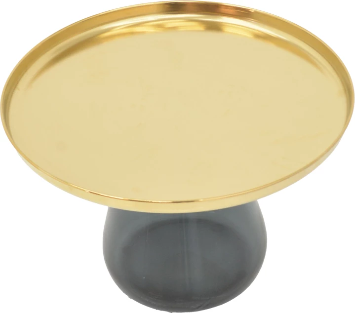 Set tavolinash kafeje Kunlo Inart 2 copë, krom i artë-xham i zi