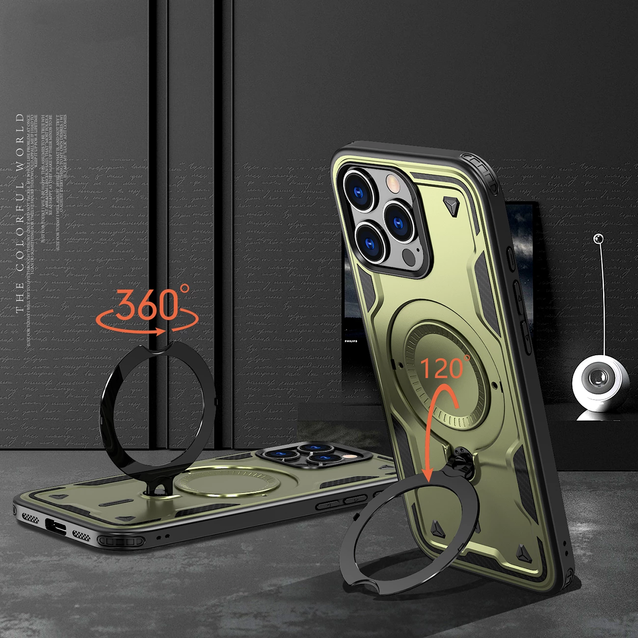 Mbështjellës Hurtel Hybrid Armor Trendy me MagSafe për iPhone 16 Pro, Jeshil