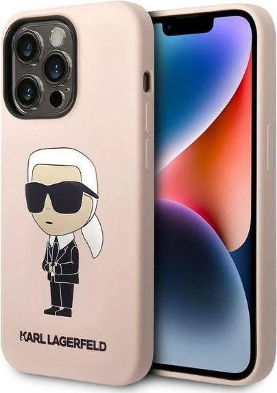Mbështjellës Karl Lagerfeld Silicone Ikonik për iPhone 14 Pro Max, rozë