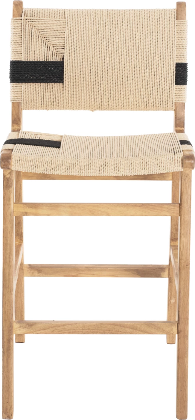 Karrige për bar mesatare FH9325.01 dru gome & litar - ngjyrë natyrale rustike 45x46x95H cm