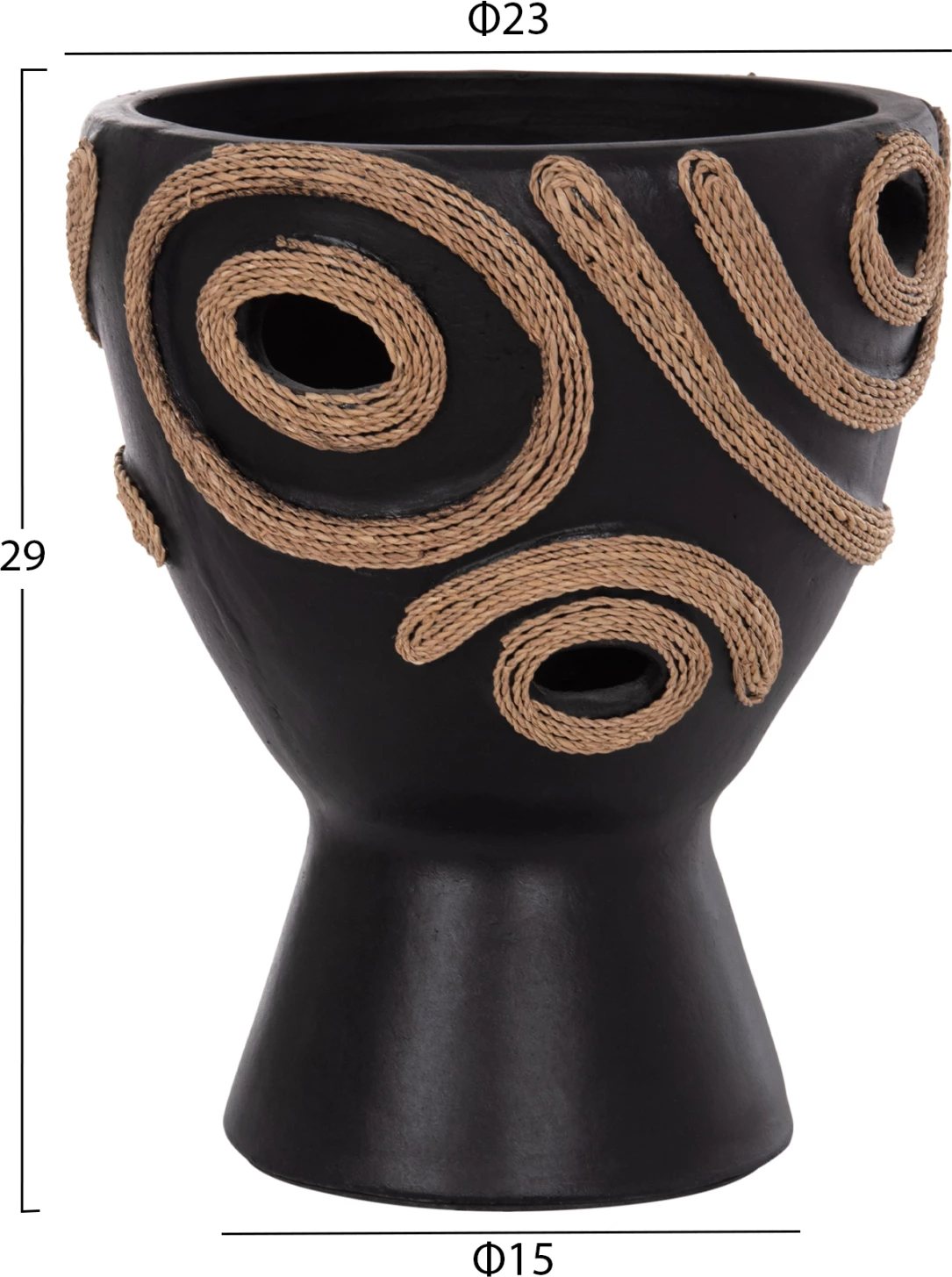 Vazo dekorative tavoline DEAN, terrakotë e zezë, FH4678.01, 23x29cm