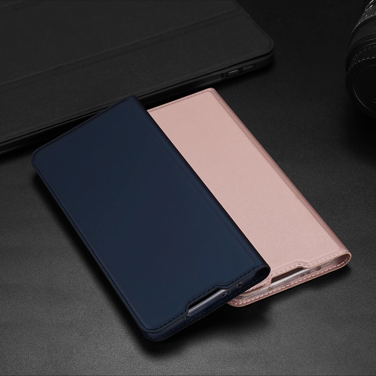Mbështjellës Dux Ducis Skin Pro për Xiaomi Poco F4 5G, me kapak, xhep kartelash dhe funksion qëndrimi, Kaltër