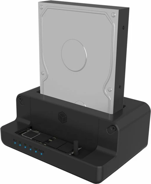 Stacion dokimi dhe klonimi ICYBOX IB-2914MSCL-C31, USB 3.2 Gen 2, për M.2 NVMe dhe 2.5/3.5\" SATA SSD/HDD, e zezë
