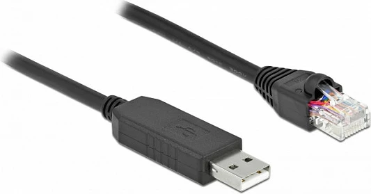 Kabllo seriale DeLOCK USB-A në RS-232 RJ45, 1 m, e zezë