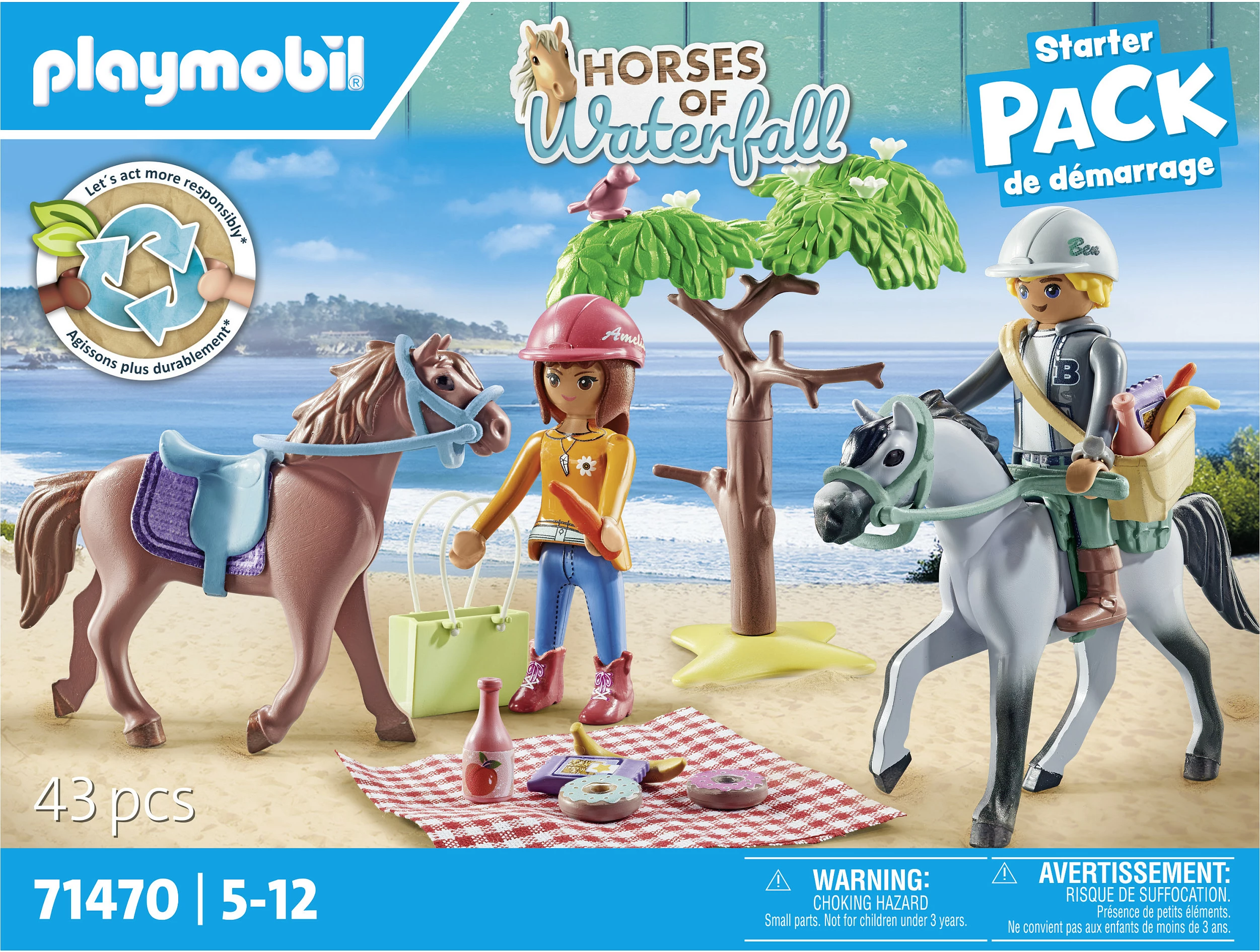 Set lodrash Playmobil Horses of Waterfall 71470, 2 figura e 2 kuaj, shumëngjyrësh
