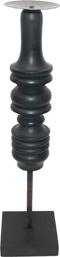 Mbajtëse qiriri HIPPO, dru dhe metal i zi, 10x10x40cm