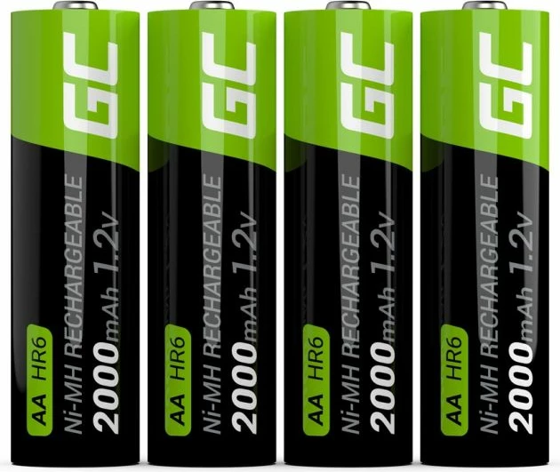 Bateri të rikarikueshme Green Cell AA R6 2000mAh, set 4 copë, të gjelbra