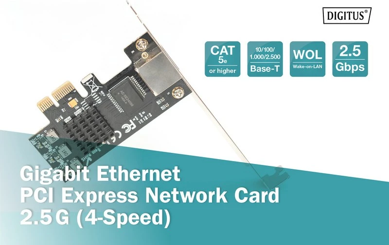 Kartë rrjeti Digitus DN-10135, PCI Express, 2.5 Gigabit LAN, 1x RJ45