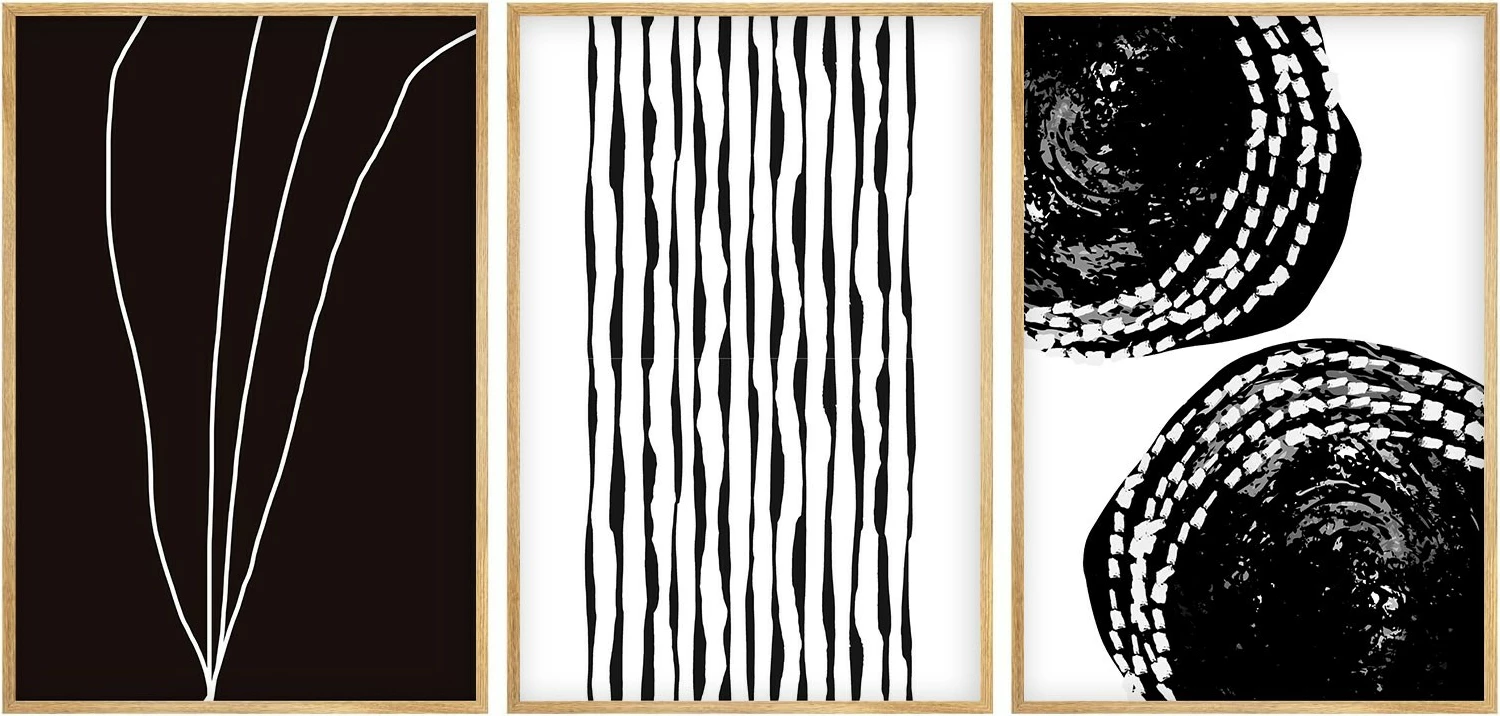 Set pikturash dekorative me kornizë, MDF, shumëngjyrëshe, Wallity, Huhu240, 30x40cm (3 copë)
