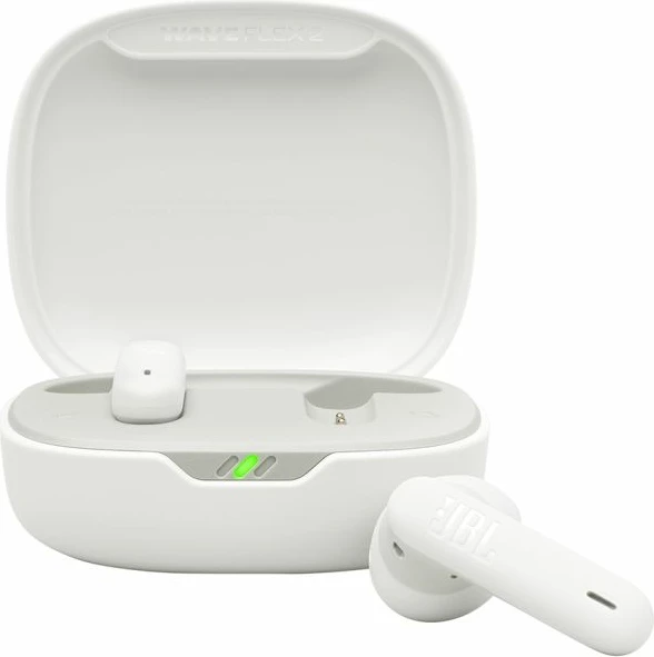 Kufje JBL Wave Flex 2, Bluetooth 5.3, driver 12 mm, 40 orë me kuti karikimi, IP54, të bardha