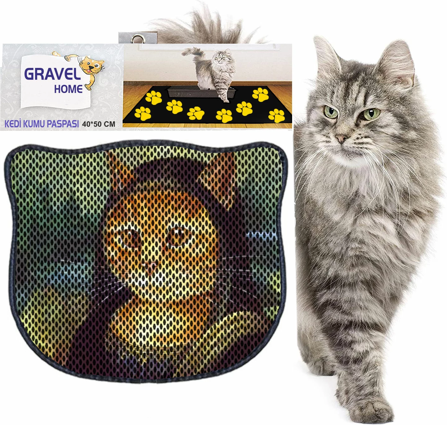 Tapet për rërë mace, shumëngjyrësh, Paws & Whiskers, Kdkafa0133, 40x50cm