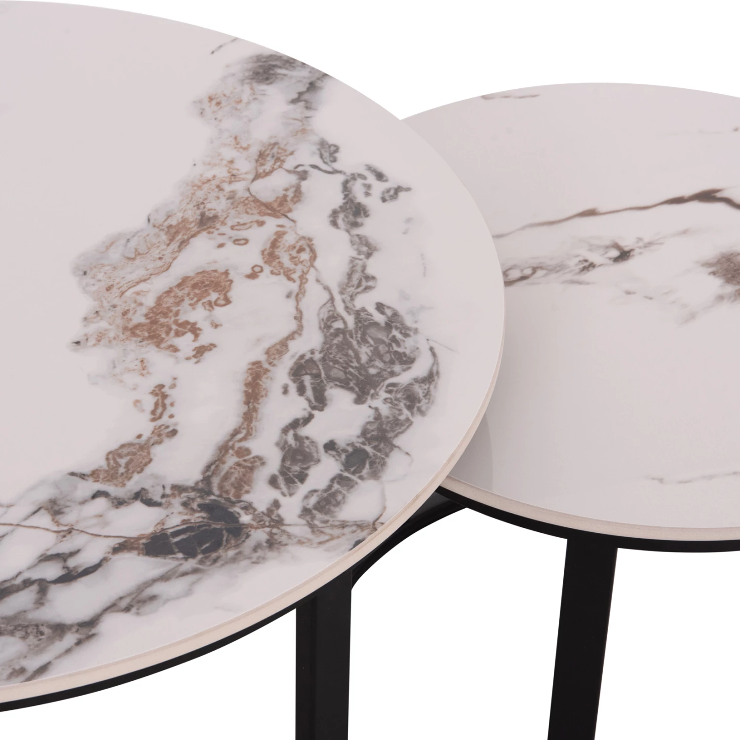 Set tavolina kafeje 2 copë TALOS, mermer i bardhë me damarë kafe, FH18140.03, 70x45.5cm