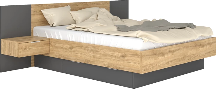 Krevat dopio Kantri, ngjyrë sonoma-gri, 160x200cm