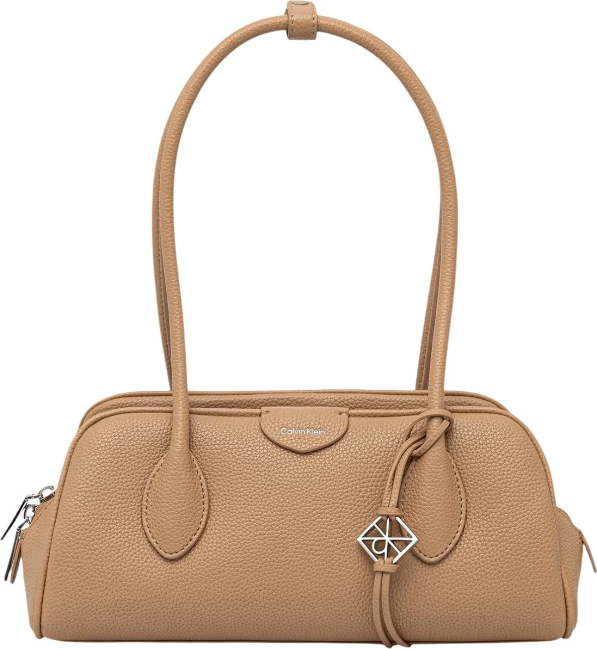 Çantë supi për femra Calvin Klein Emblem Trio Pebble LV04F3743G, bezhë e çelët