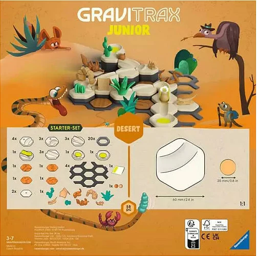 Set pistë me toptha Ravensburger GraviTrax Junior Starter-Set Desert, 58 copë, 3-7 vjeç, shumëngjyrësh