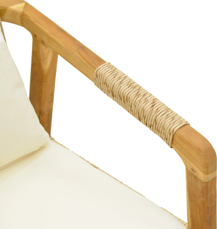 Karrige Cuerda, dru teak, litar pe, ngjyrë natyrale, 55x60x80cm