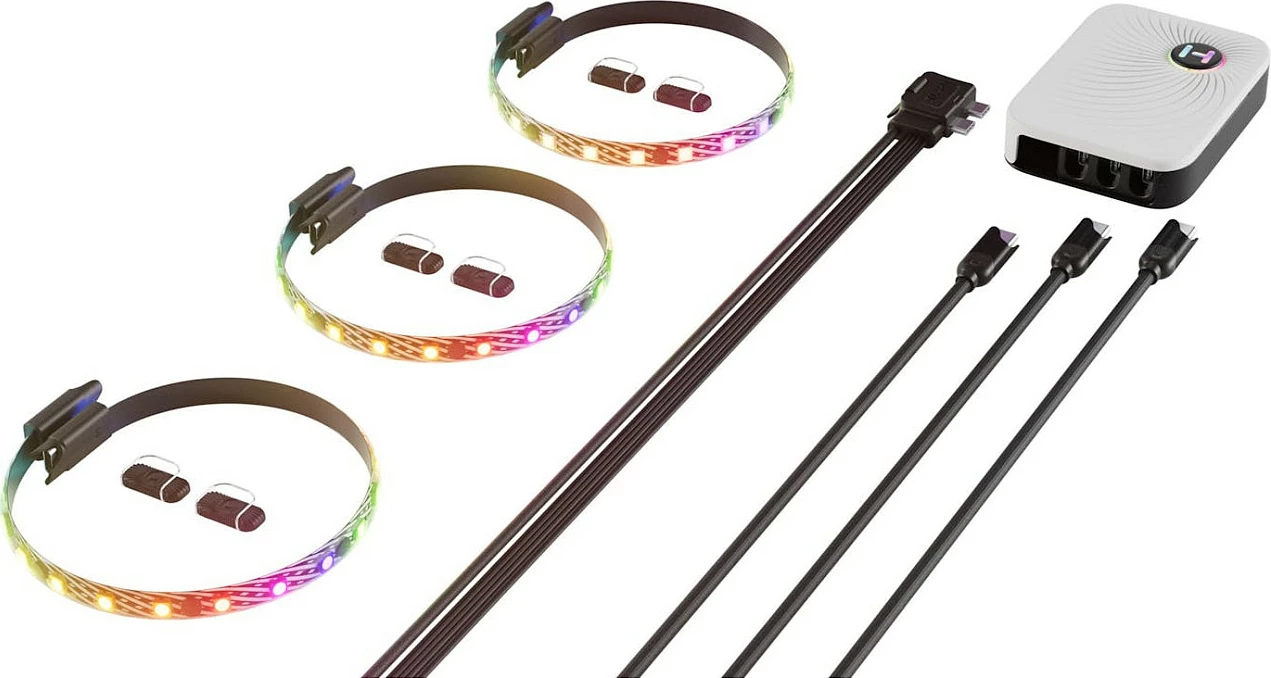 Shirit LED RGB HYTE LS10, paketë 3 copë me Nexus Portal NP50, RGB