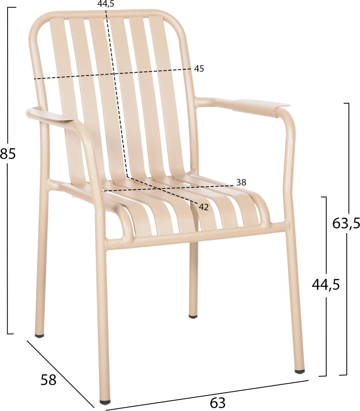 Karrige alumini RACHEL, ngjyrë shampanjë, FH6088.04, 63x58x85H cm