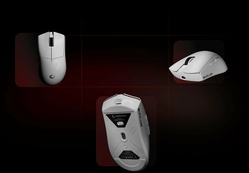 Maus Rampage Blitz Ultimate BLITZ-WHITE 30000 DPI 8000 Hz wireless/USB-C i bardhë set me receiver 8K + kabllo 1.6 m