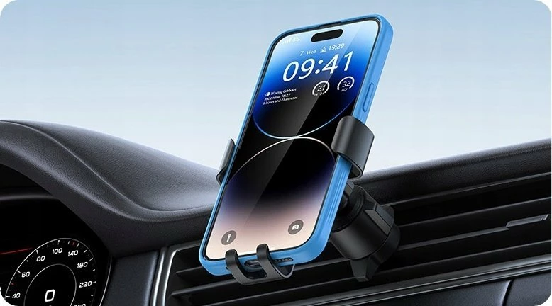 Mbajtëse telefoni për veturë Baseus Metal Age 3, gravity, për grilë ventilimi, 4.7–6.7\", 360°, e zezë